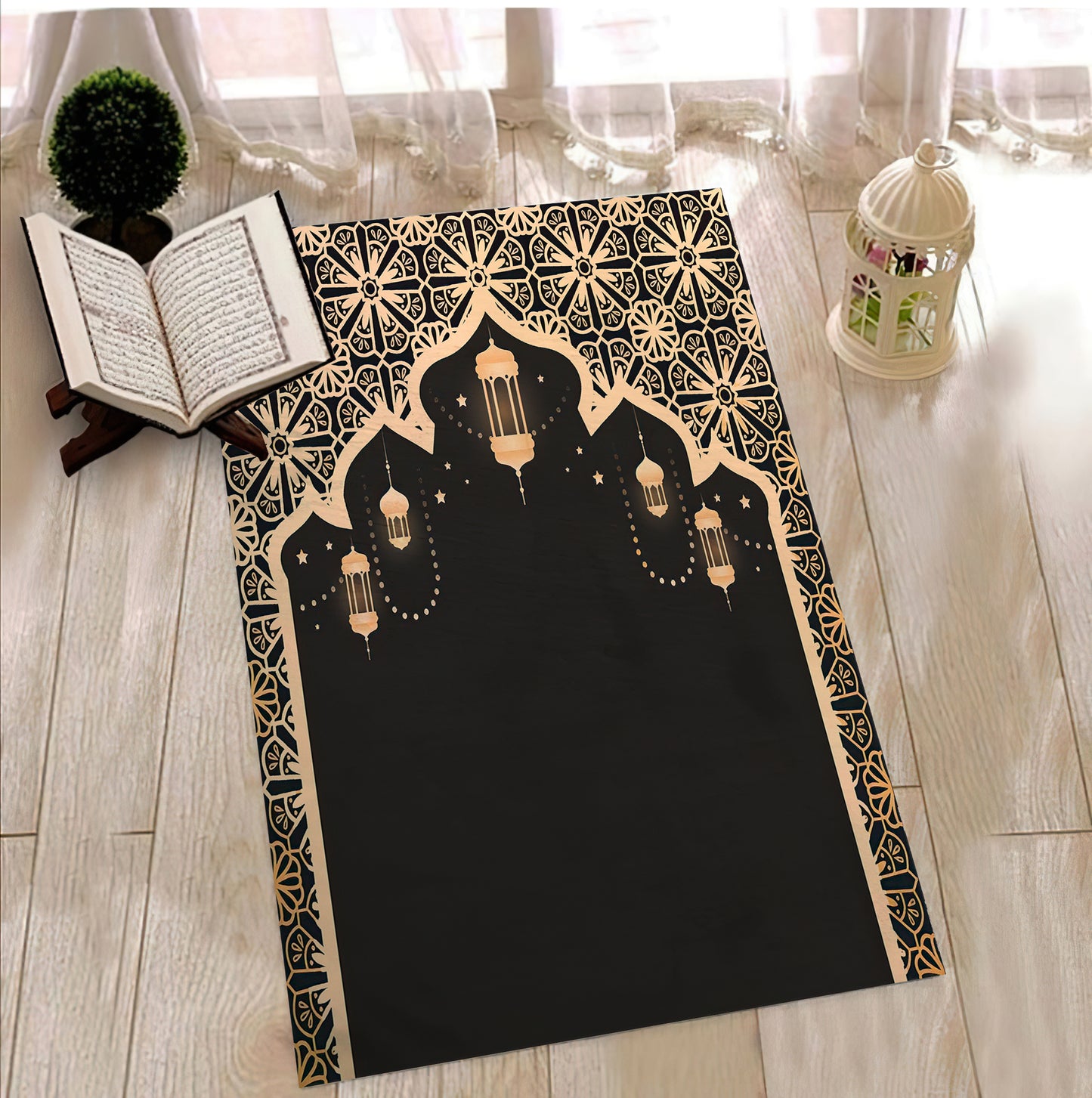 Lantern Patterned Prayer Rug, Kaaba Prayer Mat, Sajjada, Prayer Mats, Prayer Rug, Ramadan Gift