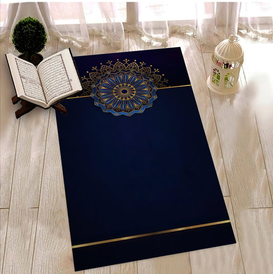 Blue Mandala Motif Prayer Mat, Decorative Prayer Mat, Ramadan Eid Decor, Islamic Gift
