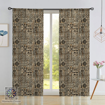Tropical Motif Curtain, Tribal Curtain, Aztec Decor, Living Room Curtain, Home Decor