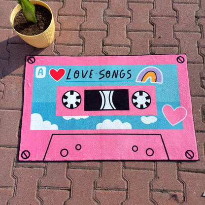 Pink Cassette Rug, Tape Carpet, Music Room Mat, Love Songs Decor, Befriends Gift