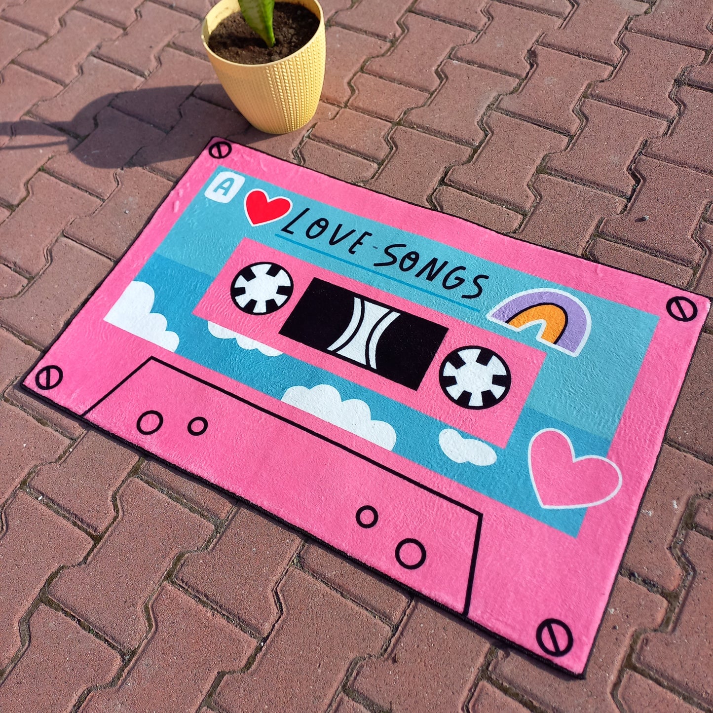 Pink Cassette Rug, Tape Carpet, Music Room Mat, Love Songs Decor, Befriends Gift