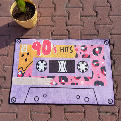 90’s Hits Cassette Rug, Tape Carpet, Music Art Decor, Pink Cassette Rug