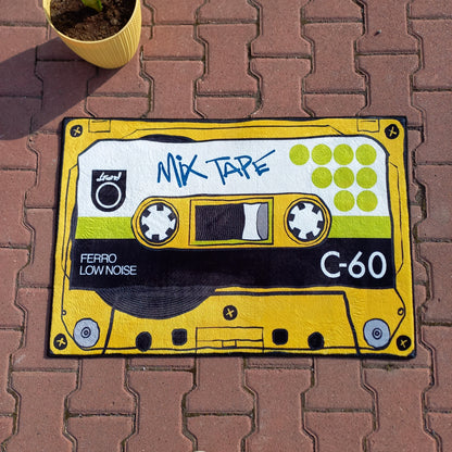 Vintage Mix Tape Rug, Nostalgia Cassette Carpet, Music Love Decor, Gift for Her