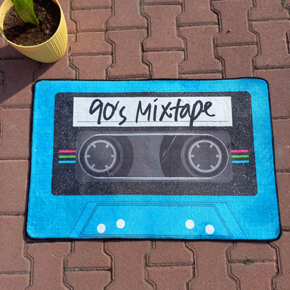 Blue Cassette Rug - Music Room Mat, Cassette Carpet, Nostalgia Music Love Decor