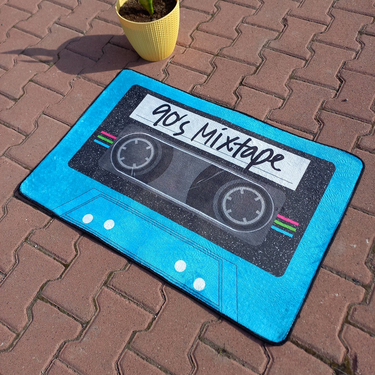 Blue Cassette Rug - Music Room Mat, Cassette Carpet, Nostalgia Music Love Decor