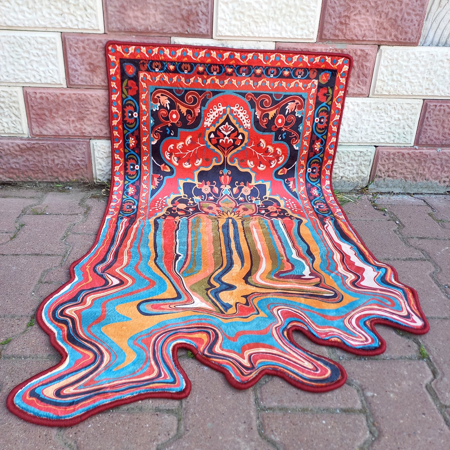 Classical Melting Rug, Vintage Ottoman Carpet, Turkish Motif Mat, Oriental Decor, Melting Rug