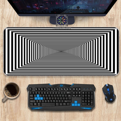 Illusion Mouse Mat, 3D Vortex Mousepad, Black and White Floor Desk Mat, Office Decor