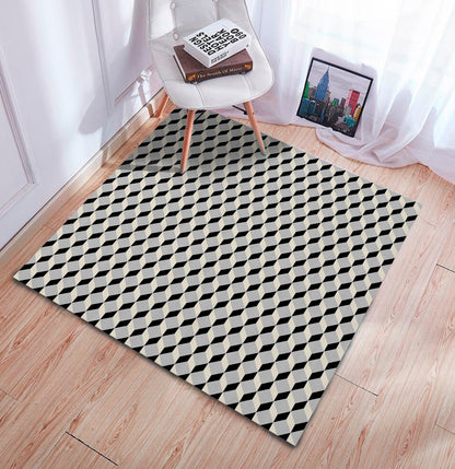 3D Illusion Rug, Black and White Office Mat, Vortex Carpet, Living Room Rug, Office Gift