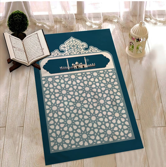 Sheikh Zayed Mosque Themed Prayer Mat, Islamic Motif Prayer Mat, Mandala Art Prayer Rug
