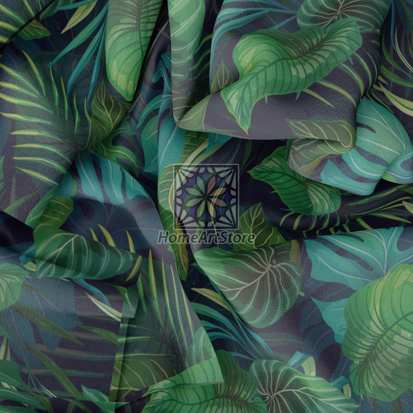Exotic Leaf Curtain, Hawaii Decor, Tropical Themed Curtain, Green Leaf Curtain, Luxury Living Room Curtain