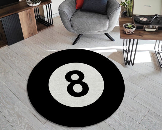 Billiards Ball Rug - 8 Number Ball Carpet for Stylish Game Decor