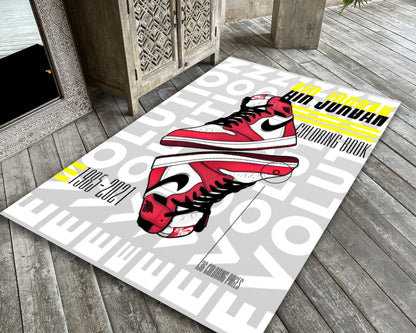 Jordan Art Rug, Street Fashion Decor, Sneakerhead Mat, Air Jordan Carpet, Sneaker Room Decor