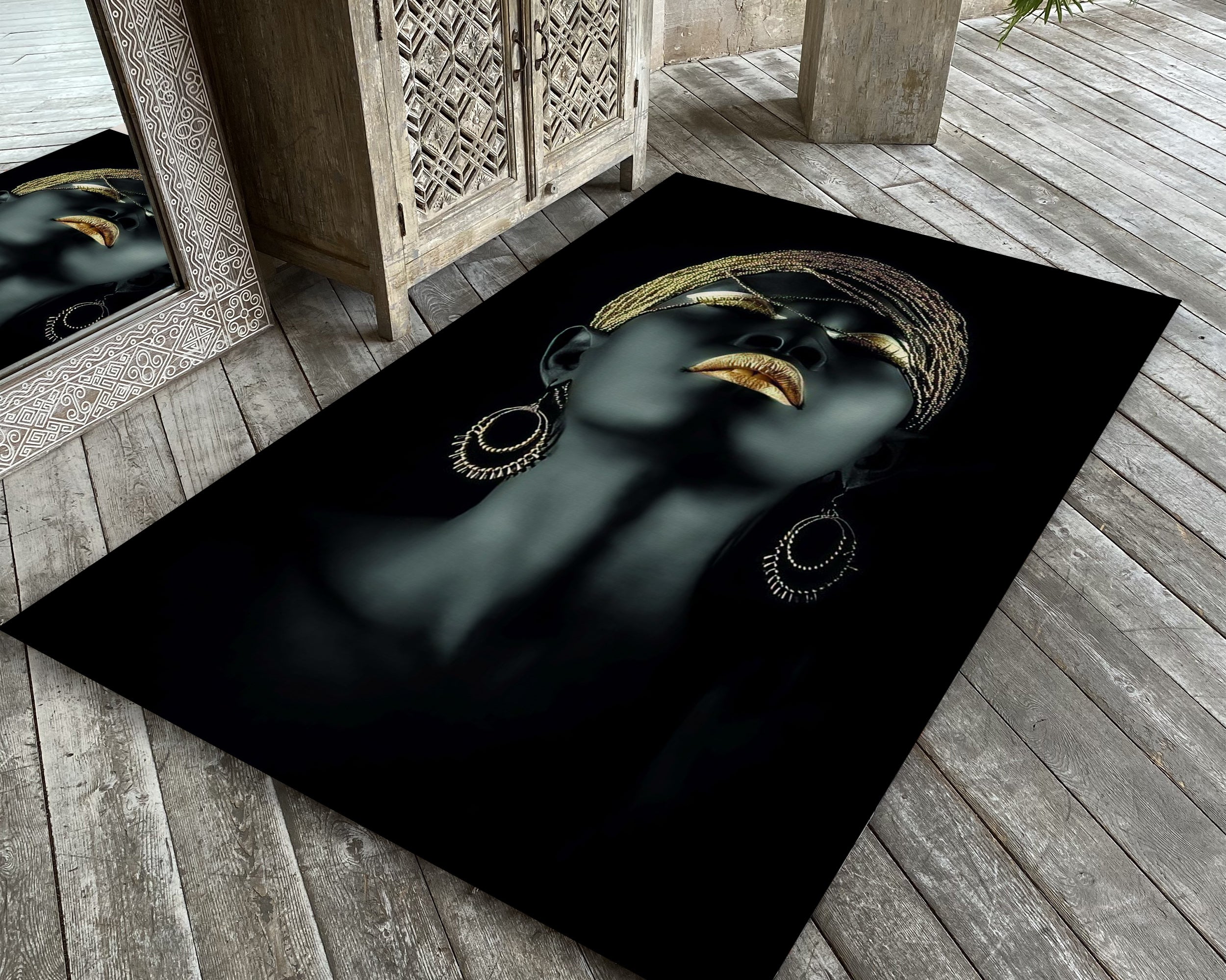 Afro Chic Rugs Afro Woman Rug, Luxury Living Room Carpet, African Art Decor, Afro Bea ...