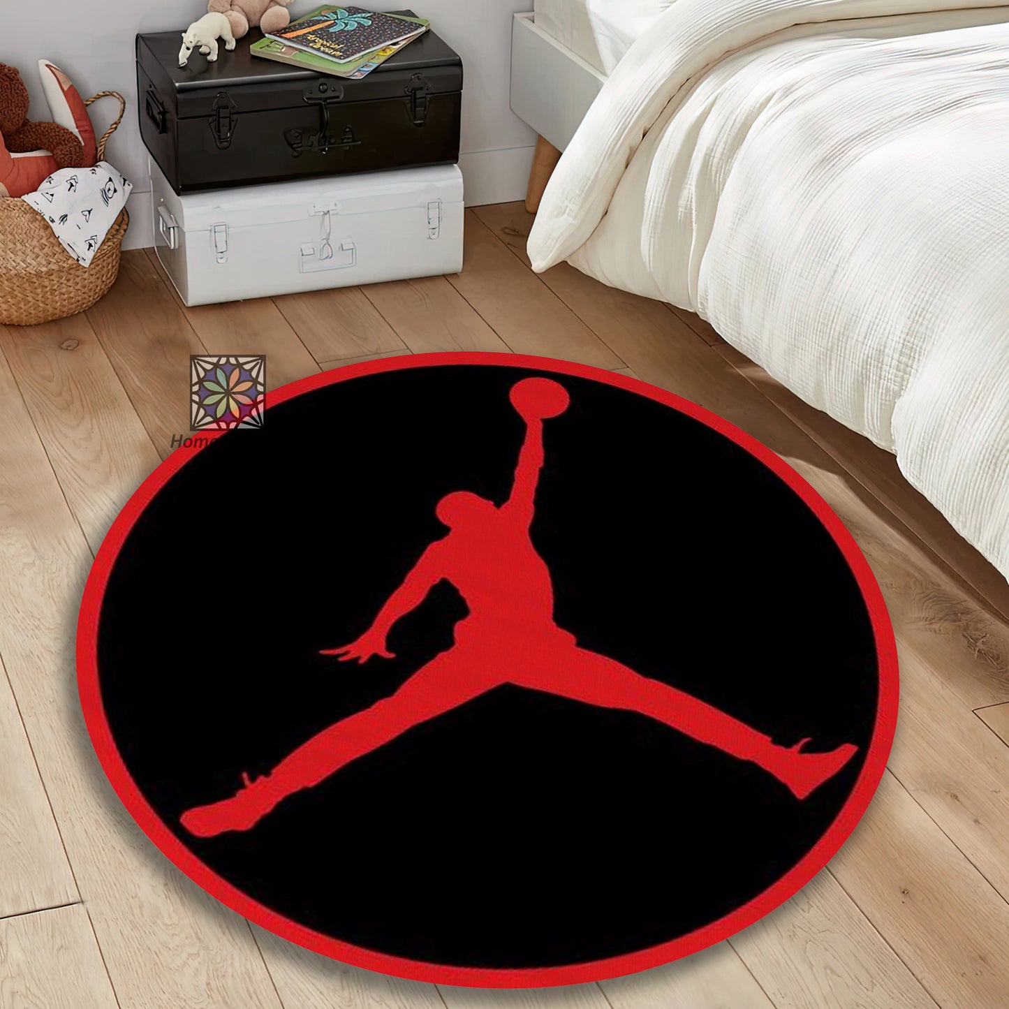 Red Jump Man Rug, Sneaker Room Mat, NBA carpet, Air Jordan Decor, Michael Jordan Rug, Basketball Lover Gift