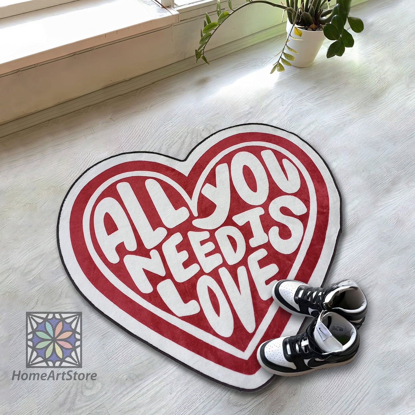 All You Need Is Love Rug - Heart-Shaped Mat, the Perfect Gift for Your Loved One