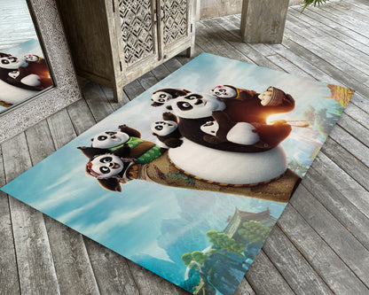 Kung Fu Panda Rug, Cartoon Character Carpet, Kids Room Mat, Animal Decor, Animation Panda Rug