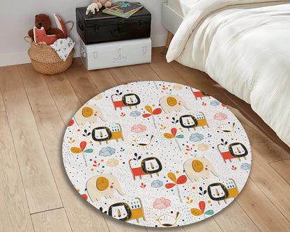 Baby Zoo Animals Rug, Baby Room Carpet, Cute Lion Decor, Nursery Playroom Mat, Baby Gift