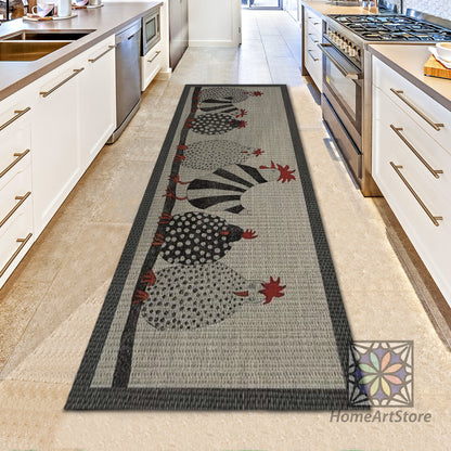 Chicken Themed Rug, Animal Carpet, Kitchen Runner Mat, Dining Room Decor