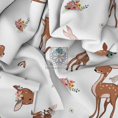 Deer and Rabbit Pattern Curtain, Cute Baby Room Curtain, Nursery Decor, Kids Play Curtain, Newborn Gift