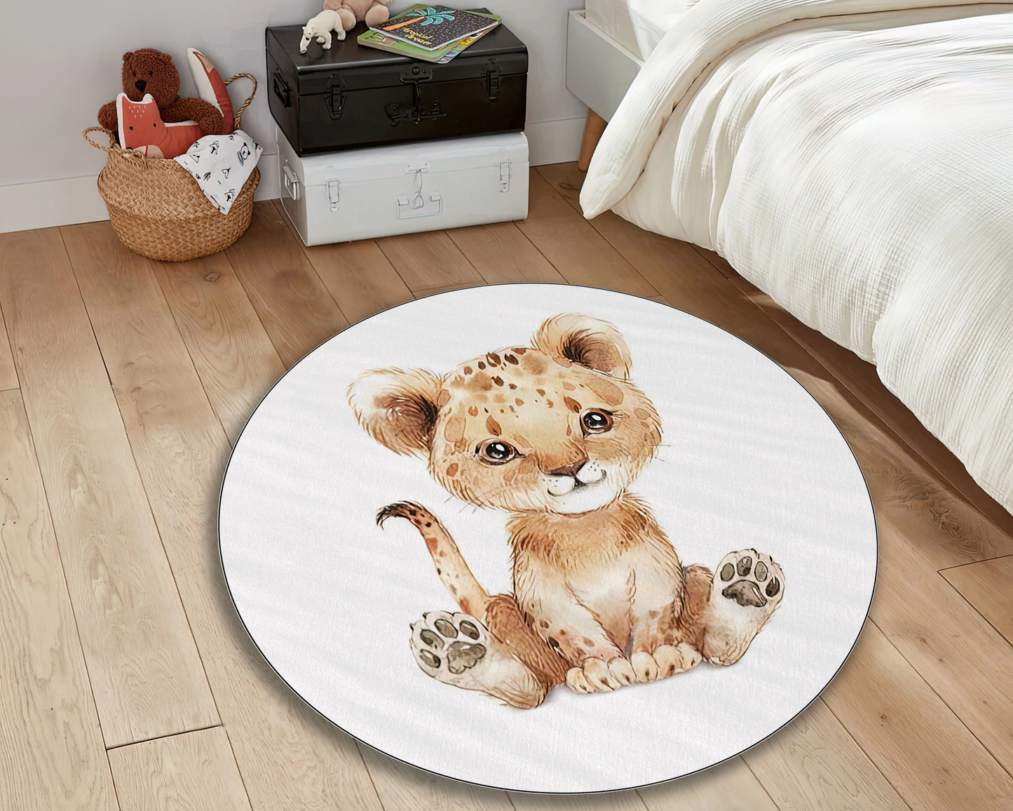 Cute Lion Rug, Custom Baby Carpet, Animal Decor, Baby Room Mat, Nursery Decor