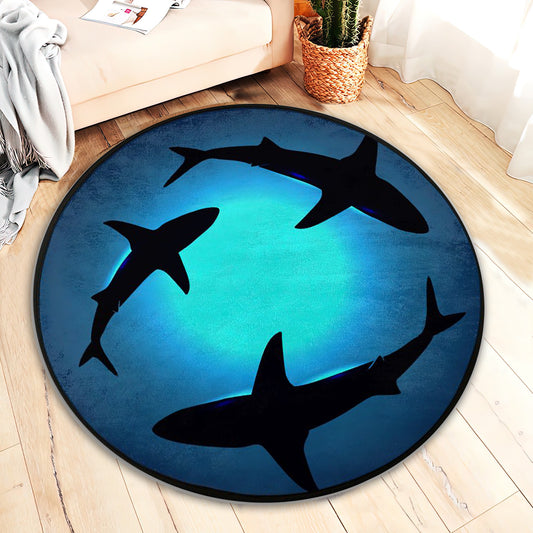 Shark Rug, Sea Carpet, Coastal Decor, Summer House Mat, Marine Themed Rug