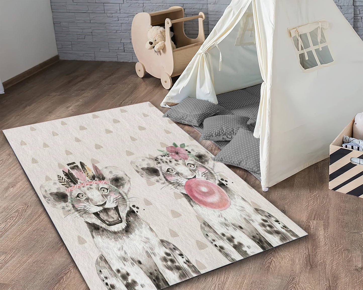 Baby Tiger Rug, Baby Room Carpet, Animal Themed Nursery Mat, Kids Room Decor, Baby Gift