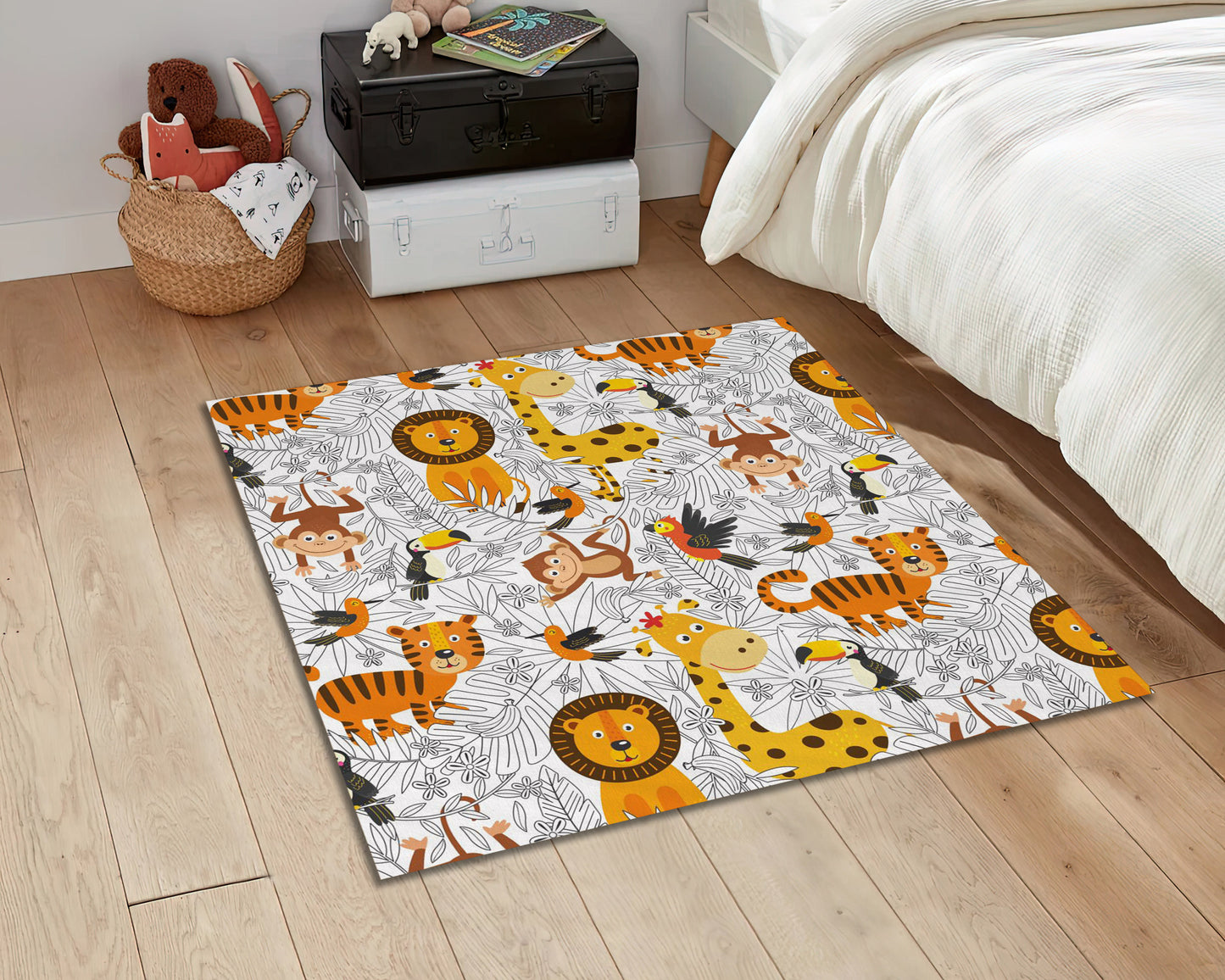 Cartoon Animal Print Rug, Kids Room Carpet, Baby Shower Decor, Baby Play Mat