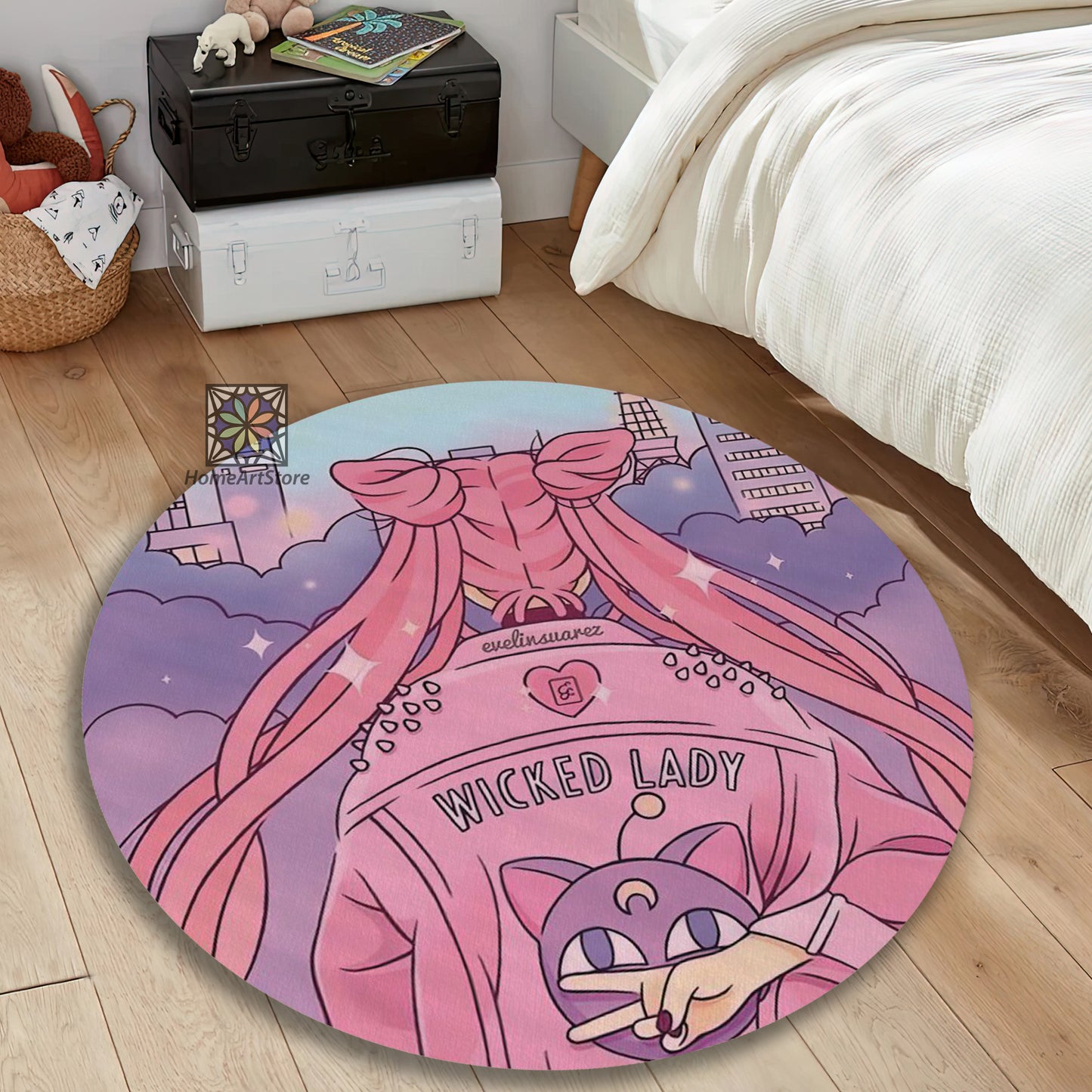 Kawaii Rug, Sailor Moon Themed Carpet, Girl Room Decor, Cartoon Anime Mat, Manga Gift