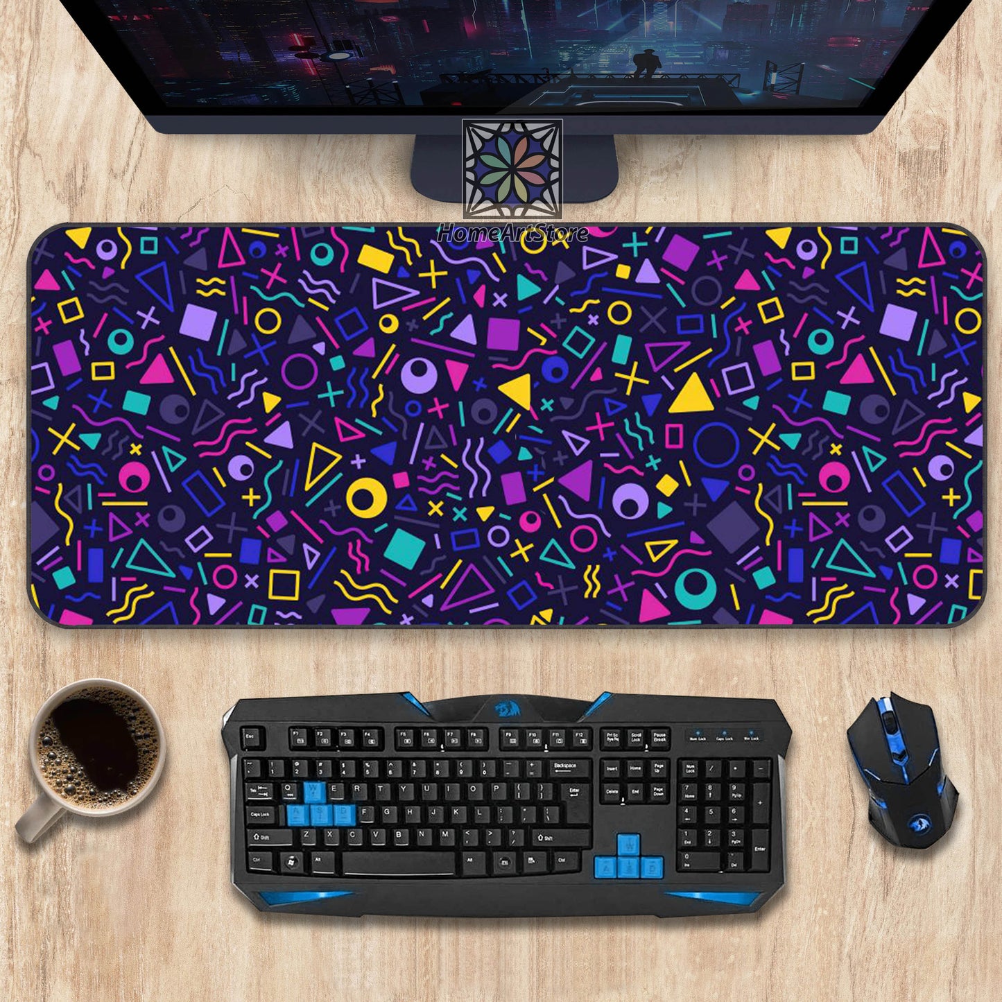 Geometric Arcade Mouse Mat, 90s Gaming Mouse Pad, Arcade Decor, Gamer Fan Gift