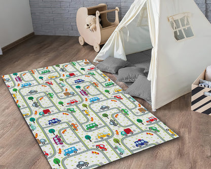 Kids Room Rug, Baby Room Mat, City Road Map Carpet, Nursery Decor, Baby Shower Gift