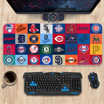 Baseball Teams Logo Collage Mouse Mat, Gaming Desk Pad, Baseball Lover Desk Mat, Sports Mat
