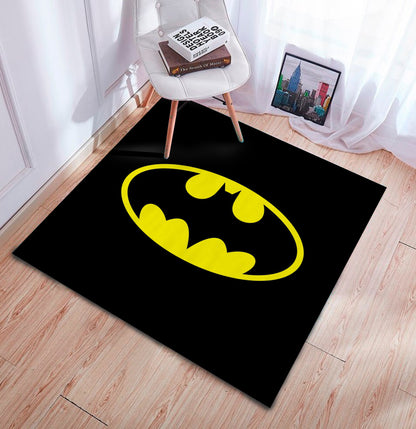 Black Batman Symbol Rug, Children Room Carpet, Super Hero Rug, Avengers Decor, Nursery Play Mat