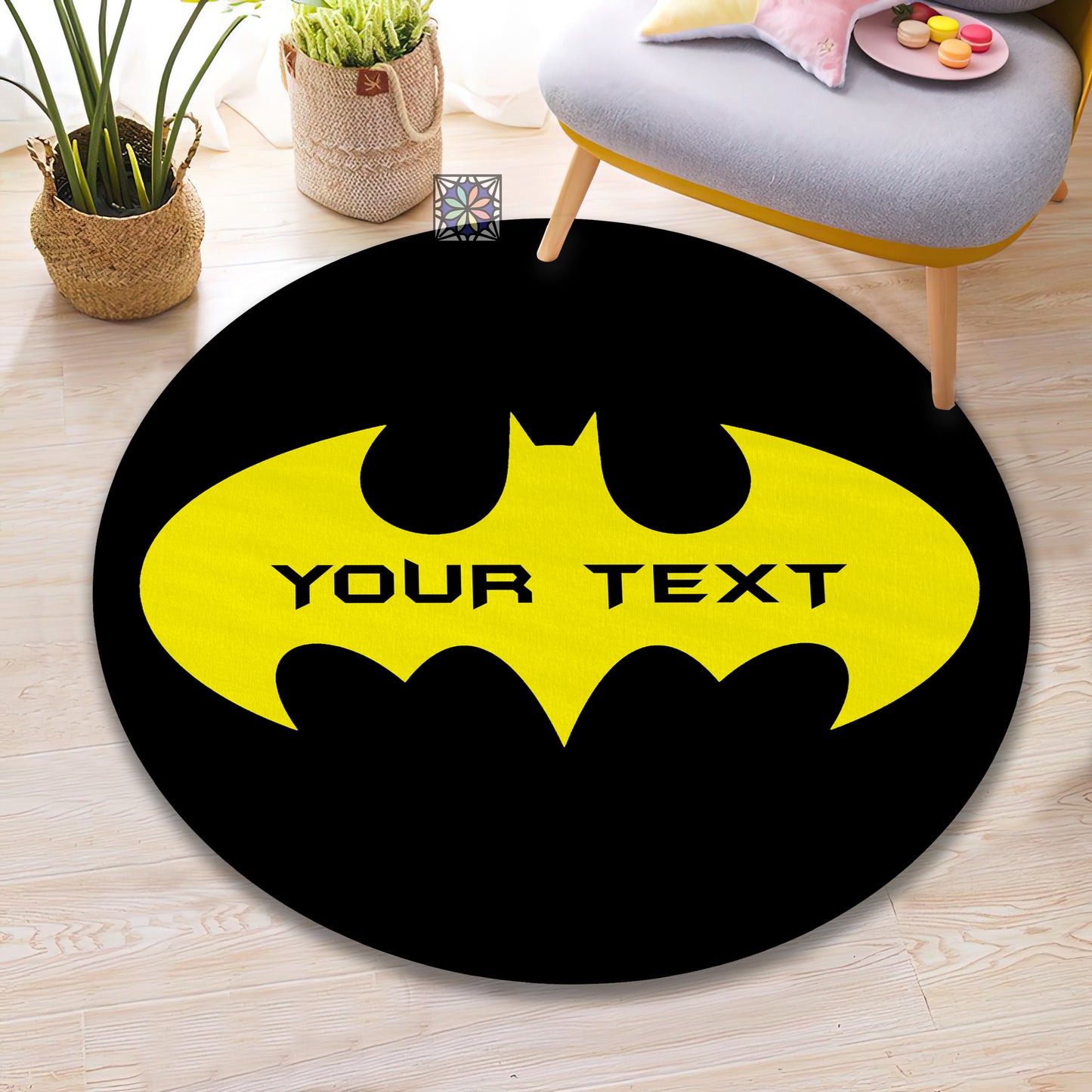 Black Batman Rug, Super Hero Custom Carpet, Batman Logo Mat, Marvel Room Decor, Kids Gift
