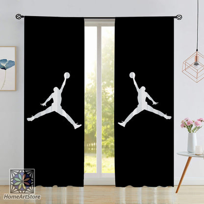 Jump Man Themed Curtain, Black Jordan Curtain, Sneaker Room Curtain, Basketball Curtain, Sneakerhead Decor