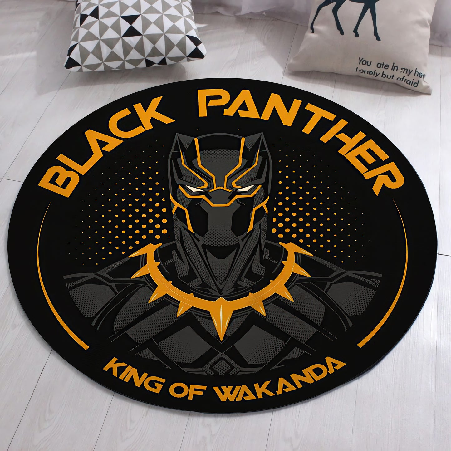 Black Panther Themed Rug, Wakanda Carpet, Super Hero Decor, Avengers Mat, Marvel Round Rug, Kids Gift