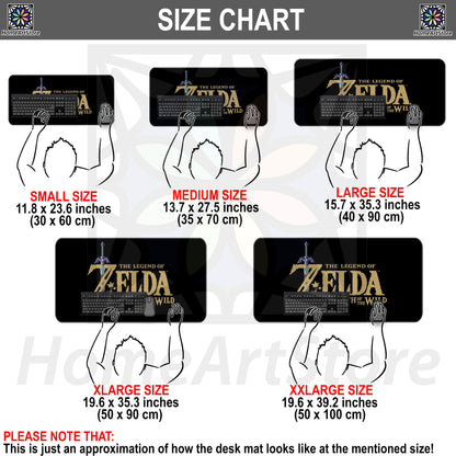 Zelda Symbol Mouse Mat, Gaming Desk Mat, Zelda Black Color Mousepad, Large Gamer Mouse Pad, Zelda Gift