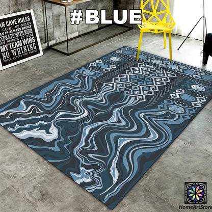 Melting Tribal Pattern Rug – Boho Abstract Carpet in Brown, Beige, Burgundy