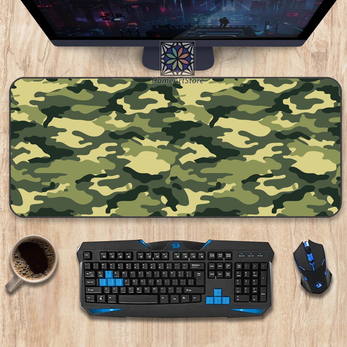 Army Camouflage Printed Desk Mat, Hunter Mouse Mat, Cool Boys Mousepad, Office Gift