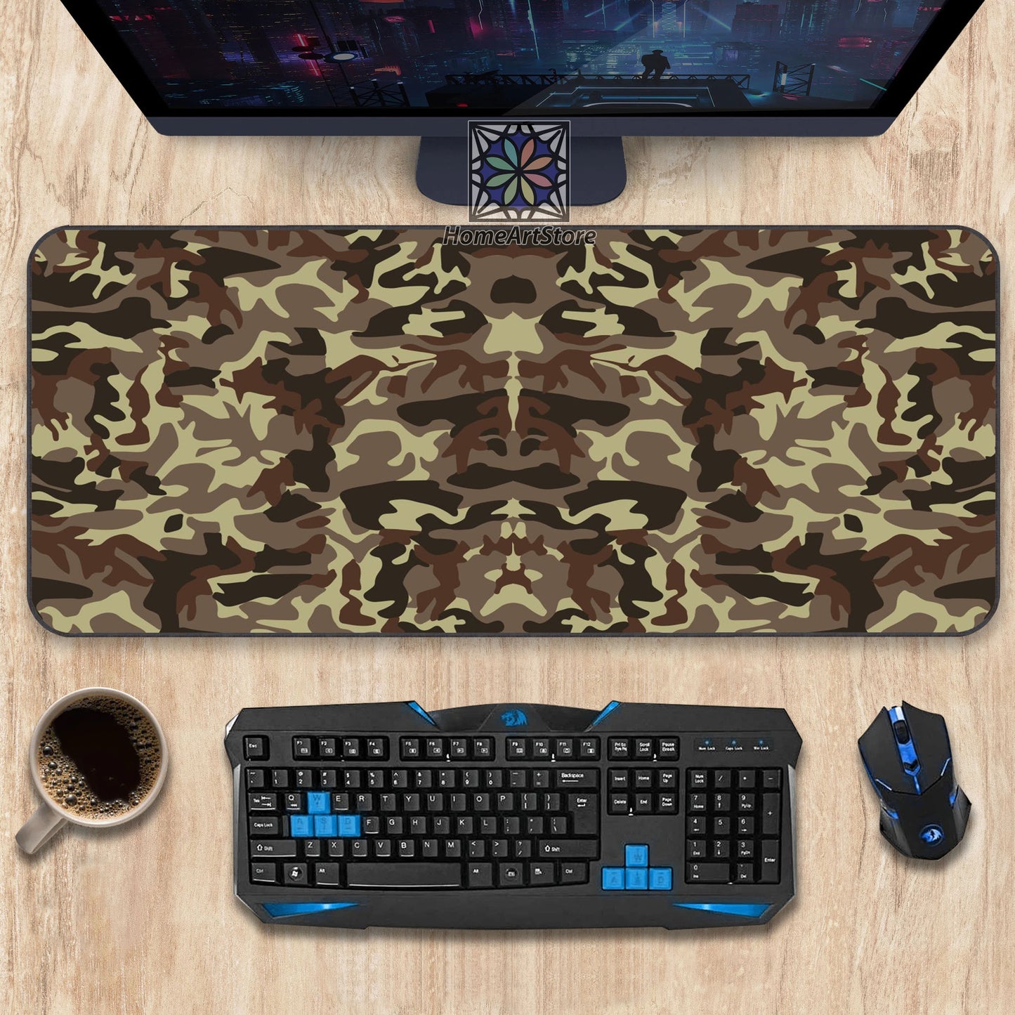 Camouflage Military Themed Mouse Mat, Camouflage Art Decor, Call of The Wild Camouflage Desk Pad, Office Gift