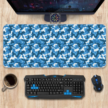 Blue Color Aviator Printed Desk Mat, Camouflage Mouse Mat, Army Office Decor, Military Mousepad