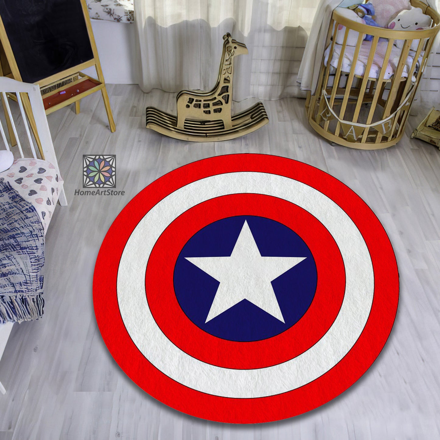 Captain America Shield Rug, Children Room Carpet, Nursery Mat, Avengers Decor, Marvel Gift