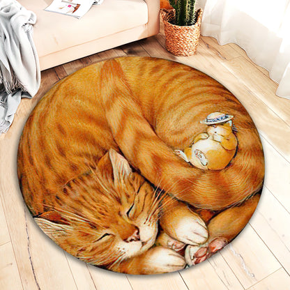 Cute Cat Rug, Pet Mat, Animal Carpet, Doormat, Cat Kids Rug, Entryway Round Rug