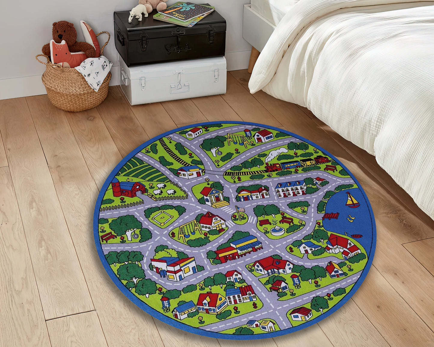 City Map Themed Rug, Kids Room Carpet, Nursery Play Mat, Baby Room Décor, Baby Gift