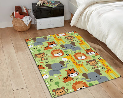 Cute Lion Rug, Elephant Pattern Carpet, Monkey Mat, Kids Room Carpet, Animal Decor, Baby Gift