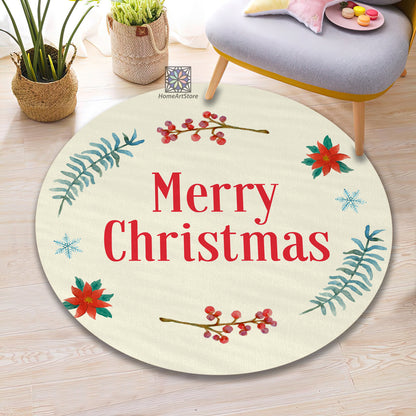 Merry Christmas Text Rug, Doormat, Entryway Round Area Mat, Holiday Decor, Noel Rug, Party Gift