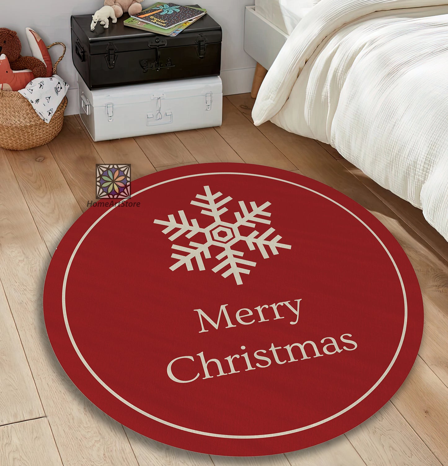 Merry Christmas Rug, Christmas Round Mat, Noel Carpet, Holiday Decor, Party Gift