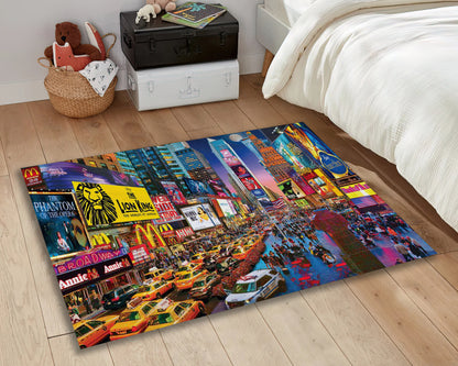 New York Times Square Area Rug, Entryway Mat, City Carpet, New York Themed Rug, Home Decor