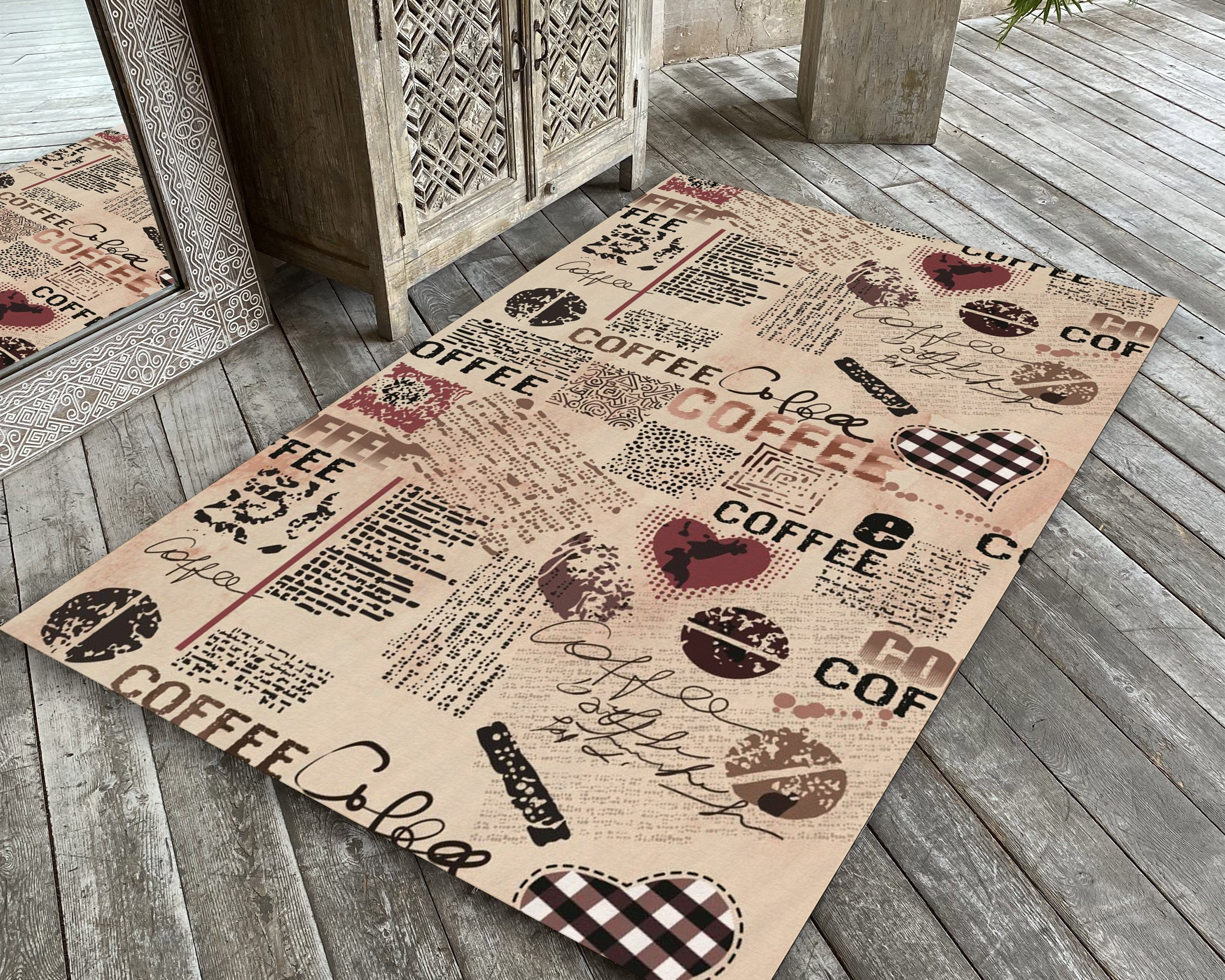 Coffee Room Rug Coffee Rug, Kitchen Carpet, Dining Room Mat, Vintage Coffee Text Rug ...