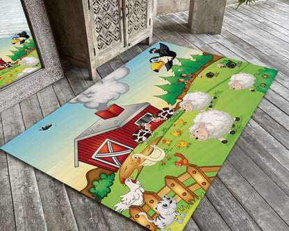 Sheep Themed Baby Room Rug, Nursery Play Mat, Baby Room Carpet, Farm Decor, Baby Gift