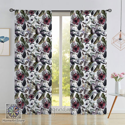 Tropical Flower Curtain, Magnolia Curtain, Vanilla Orchid Curtain, Living Room Curtain, Botanical Decor
